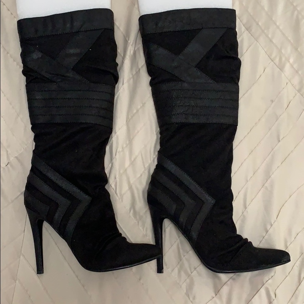 Michael Antonio Suede Black Heel Boots - Size 9